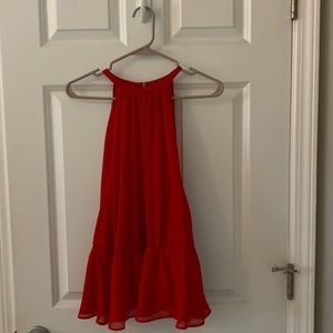 Open back red sheer top. It is sleeveless from Express.